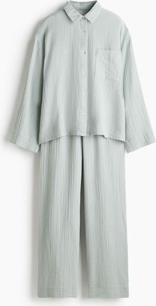 H&M Pyjama aus Baumwollmusselin - Turquoise