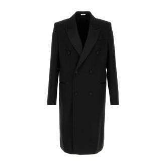 Alexander McQueen Wollen Vilt Double-breasted Jas - Heren - Mantel - Zwart - XL - Wol - Jassen