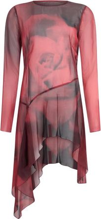 Alberta Ferretti Elegant Flared Dress - Dames - Korte kleedjes - Rood - M - Kleedjes