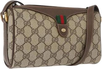 Gucci Pre-owned Cross Body Bags, female, Beige, Size: ONE SIZE Pre-owned Vintage GG Canvas Shoulder Bag