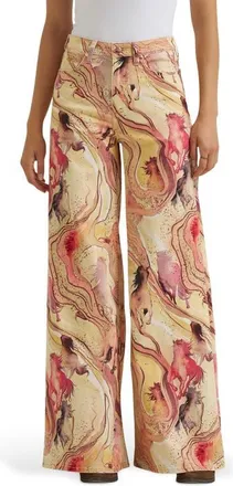 Wrangler Western High Waist Wide Leg Jeans in Marbled Horse at Nordstrom, Size 28