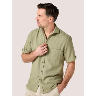 Koy Clothing Cotton Short Sleeve Sack Weave Shirt in Olive at Nordstrom, Size Xxx-Large