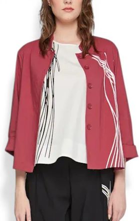 Luukaa D'Celli Seraphina Printed Linen Cotton Shirt Jacket in Dry Rose at Nordstrom, Size 12
