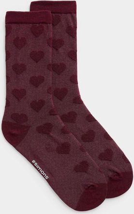 Simons Womens Embossed heart socks