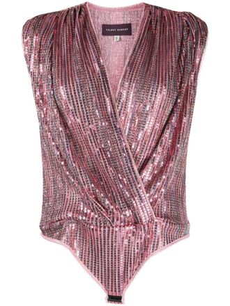 Talbot Runhof Bayadere sequin sleeveless bodysuit - women - Polyester - 36 - Pink