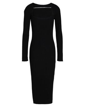 8 by YOOX WOOL BLEND MIDI DRESS WITH CHAIN NECKLINE DETAIL