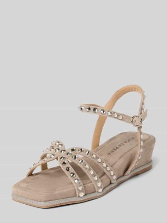 Alma En Pena Ledersandalette mit Ziersteinbesatz in Taupe, Gr&ouml;&szlig;e 41