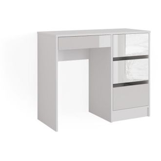 Vicco Escritorio Sherry, Blanco Alto Brillo, 90 X 40 Cm Con Cajones