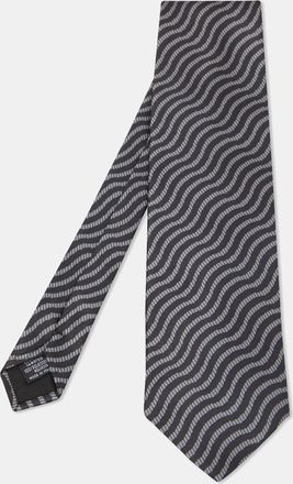 Emporio Armani Black Printed Satin Tie