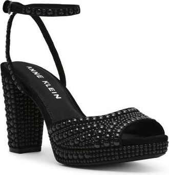 Anne Klein Vanna Ankle Strap Platform Sandal in Black at Nordstrom, Size 6.5