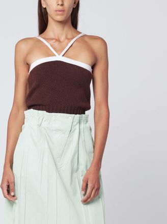 Prada Top in lana e cashmere marrone