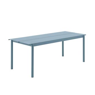 MUUTO Linear Steel Outdoor Gartentisch, 75 x 200 cm, hellblau