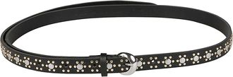 Orciani Slim Black Calfskin Floral Belt