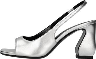 Sergio Rossi Slingback Sandalen - Dames - Sandalen met hakken - Grijs - 40 EU - Leer - Schoenen