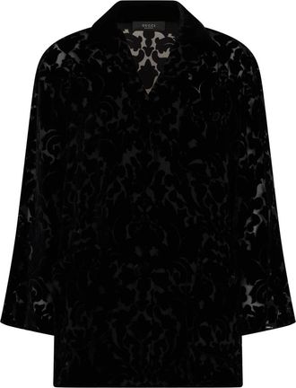 Gucci Overhemden, Dames, Zwart, S, Bloesem van Devor&eacute; Velours