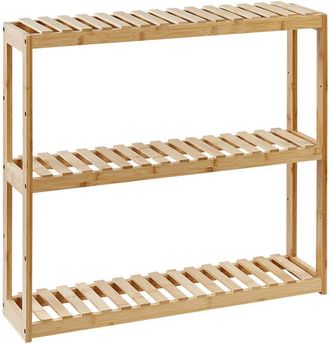 Beliani Estanter&iacute;a De Pared De Estilo Minimalista Para Ba&ntilde;o 3 Estantes De Bamb&uacute; Madera Clara Paducah