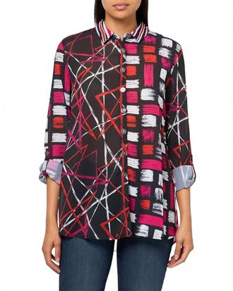 Multiples Long Sleeve Button Front Shirt In Multi