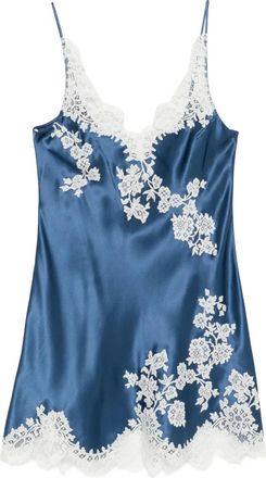 Carine Gilson Jurk met V-hals en kanten detail - Blauw