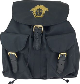 Versace Black Nylon Leather Backpack (Pre-Owned)