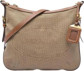 Prada Pre-owned Vintage Crossbody Bag - Dames - Vintage Schoudertas - Beige - ONE Size - Leer - Vintage