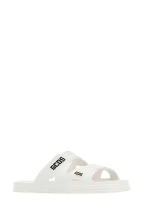 GCDS Unisex White Rubber Gcds Slippers Biancoottico Flat Shoes