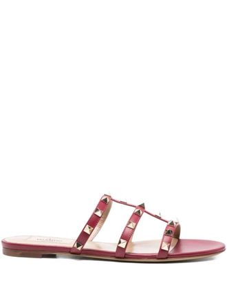 Valentino Garavani Rockstud Leather Flat Sandals-Donna