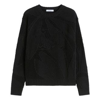 Max Mara Round-neck Knitwear, female, Black, Size: L Salvo Round-neck Knit