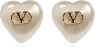 Valentino Garavani Logo Oorbellen - Dames - Oorbellen - Beige - ONE Size - Accessoires