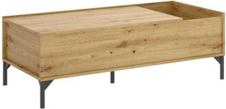 Dmora Tavolino da salotto Alexius, Porta riviste da soggiorno con vano portaoggetti, Tavolo basso da caffè elevabile, 99x60h41 cm, Rovere Nodi - Dmora