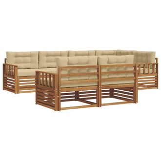 vidaXL Set Di Divani Da Esterno 7 Pz Naturale E Beige Vidaxl