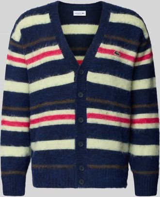 Lacoste Relaxed Fit Strickjacke mit Woll-Anteil in Dunkelblau, Größe XXXL