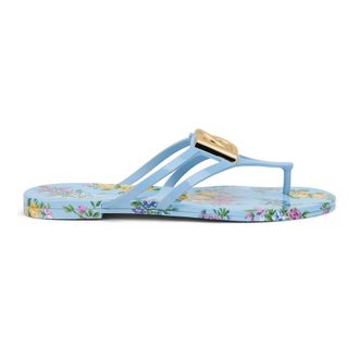 Dolce & Gabbana Flip Flops, female, Blue, Size: 11 US Logo Flip-Flop