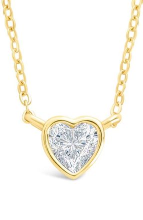 Sterling Forever Heart Bezel Pendant Necklace in Gold at Nordstrom
