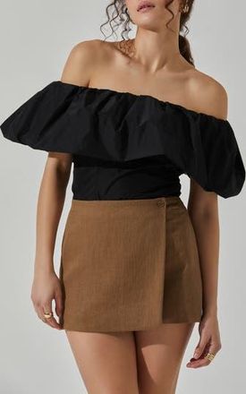 ASTR the Label Ruffle Off the Shoulder Top in Black at Nordstrom Rack, Size X-Small