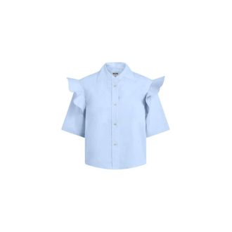 Moschino Cotton poplin shirt with ruffles - female - Moschino - Shirts - Blue - 2XL - Blouses & Shirts