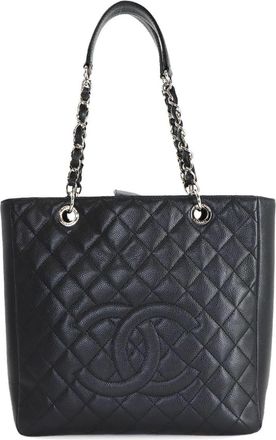 Chanel Black Grained Calfskin Handbag Tote Bag (Pre-Owned)
