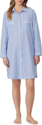 Eileen West Cotton Lawn Sleep Shirt in Blue Stripe at Nordstrom, Size Medium