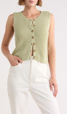 Blu Pepper Button-Up Sweater Tank in Light Olive at Nordstrom Rack, Size Large