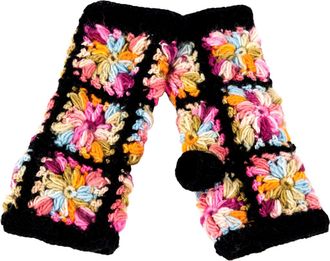 Nirvanna Designs Multi Color Flower Crochet Handwarmers in Black Multi at Nordstrom