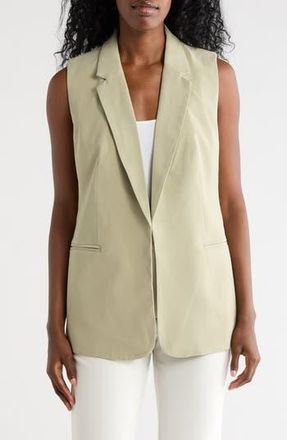 T Tahari Notch Lapel Longline Vest in Spring Olive at Nordstrom Rack, Size X-Small