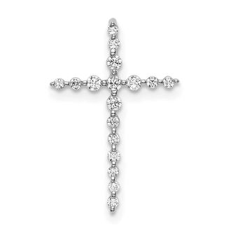 Diamond2Deal 14K White Gold Lab Grown Diamond Cross Chain Slide Pendant (0.16ct, VS, G-H)