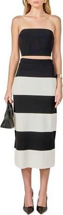 endless rose Strapless Top & Midi Skirt Set in Black/White at Nordstrom Rack, Size X-Small