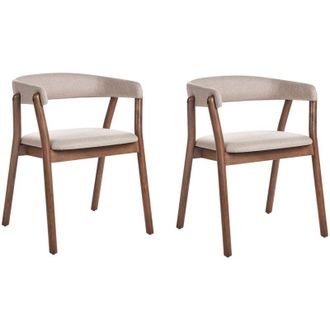 Beliani Set di 2 sedie da pranzo in stile tradizionale con sedile imbottito Legno scuro e beige Mylo