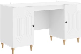 vidaXL Escritorio Brillante 142,5 X 50 X 75 Cm Madera De Ingenier&iacute;a Vidaxl