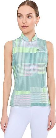 Jamie Sadock Mad Plaid Sleeveless Print Top Womens Clothing Grey : SM, Polyester/Spandex