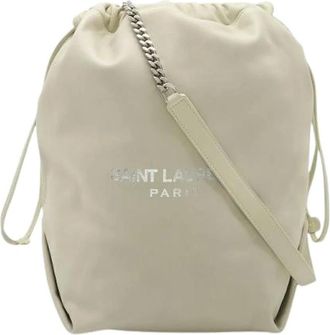 Saint Laurent Pre-owned Bucket Bags, female, White, Size: ONE SIZE Pre-owned Leather Bucket Bag