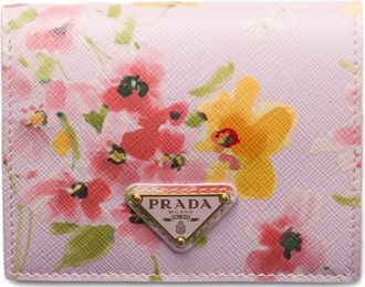 Prada Portafoglio con motivo a fiori - Rosa