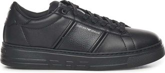 Emporio Armani Leather Sneaker With Contrasting Band