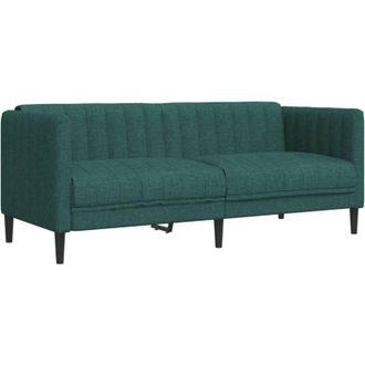 vidaXL Sof&aacute; De 2 Plazas Tela Verde Oscuro Vidaxl