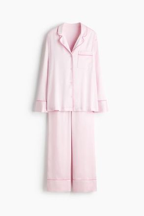 H&M Satin Pyjamas in Light Pink at Nordstrom, Size X-Large